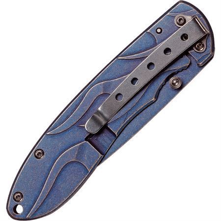 Case 52121 Tec X Harley Framelock Folding Pocket Knife with Blue Stonewash Finish Stainless Handles – Additional Image #1