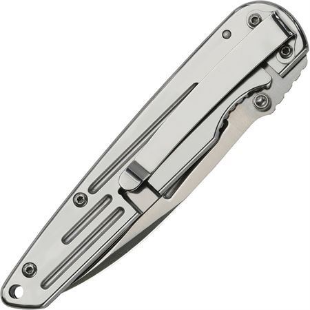 Case 52110 Tec X Harley Framelock Folding Pocket Stainless Knife with Grooved Polished Finish Stainless Handles – Additional Image #1