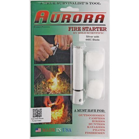 Aurora Fire Starters 440CBRP Fire Starter 440C with Knurled Black Aluminum Casing – Additional Image #1