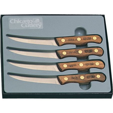 Chicago B144 4 Piece Steak Knife Set with Solid Contoured Walnut Handle – Additional Image #1