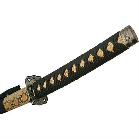 China Made 92667201 Katana Sword with Cobra Snake Skin Handle with Black Cord Wrap – Additional Image #1