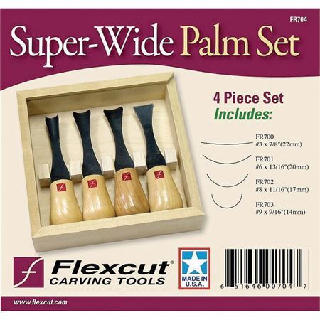 Flexcut FR704 Super-Wide-Format Palm Four Piece Set with Wood Handle – Additional Image #1