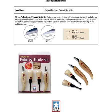 Flexcut FLEXKN600 Beginner Palm and Knife Set with Ergonomic Wood Handle – Additional Image #1
