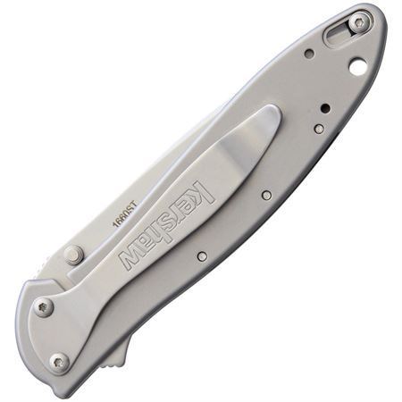 Kershaw 1660ST Leek Part Serrated Assisted Opening Framelock Folding Pocket Knife with Bead Blasted Stainless Handles – Additional Image #1