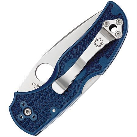 Spyderco 41PDBL5 Native 5 Plain Lockback Folding Pocket Knife with DARK Blue Textured FRN Handles – Additional Image #1