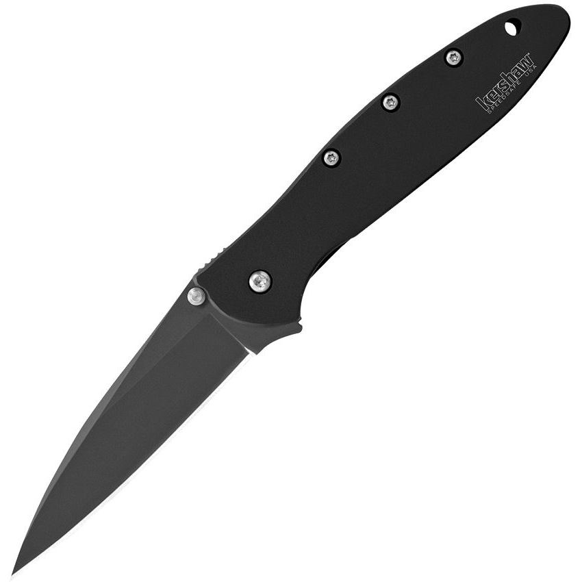 Kershaw 1660CKT Leek Assisted Opening Framelock Folding Pocket Knife with Black Tungsten DLC Coated 420 Stainless Handles