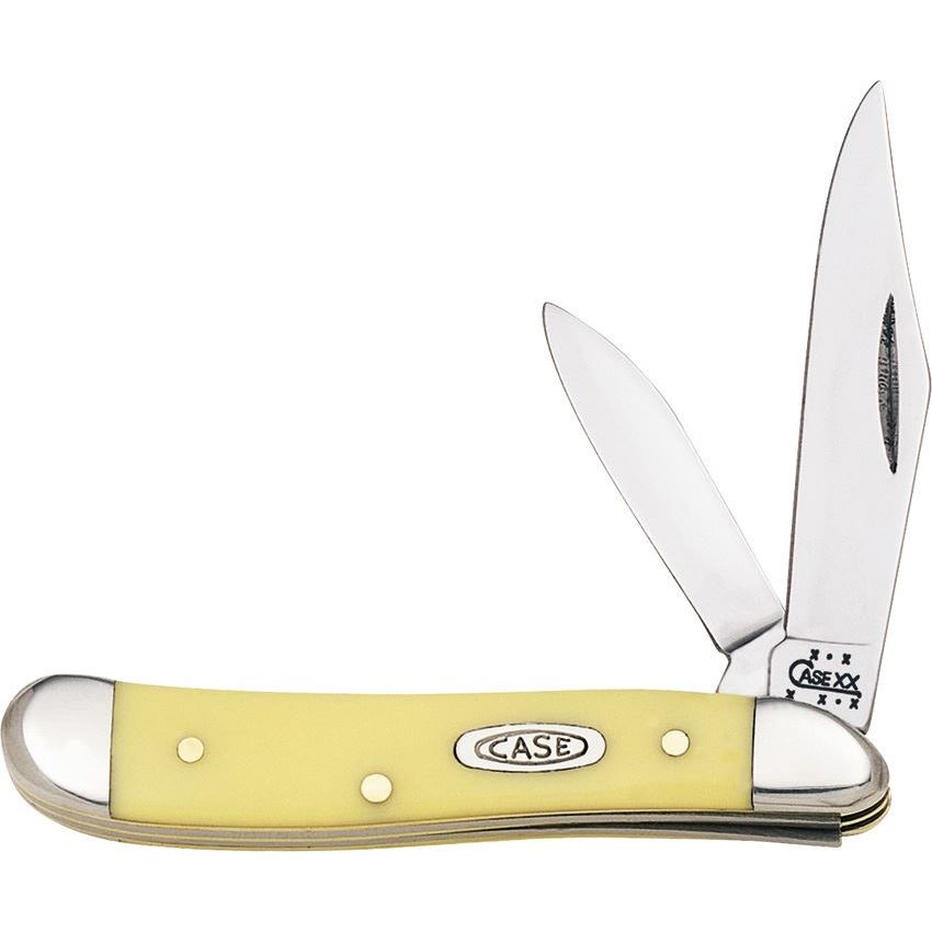 Case 030 Peanut Folding Pocket Knife with Yellow Synthetic Handle