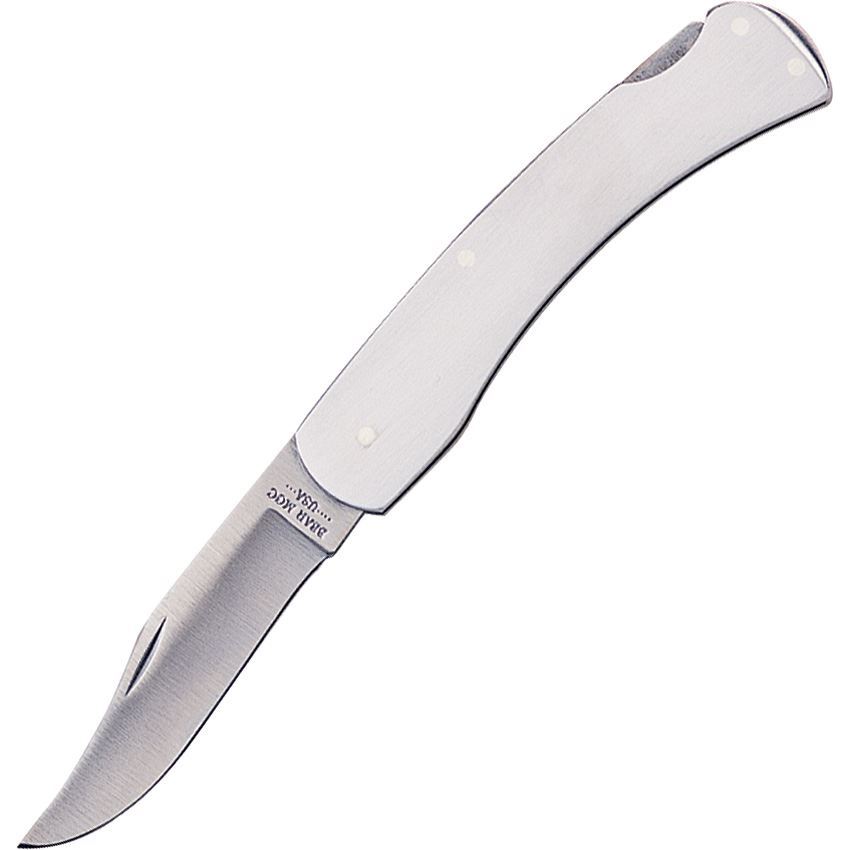 Bear & Son 105 Lockback Folding Pocket Stainless Clip Knife with Brushed Stainless Handle