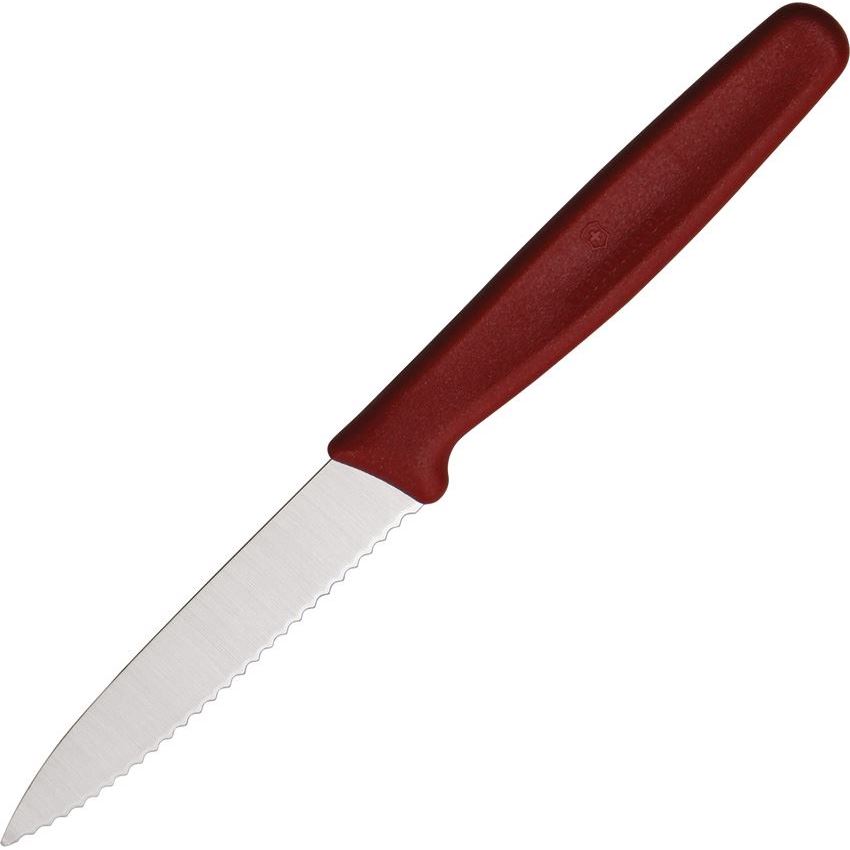 Forschner 50631S Serrated Paring Kitchen Knife with Red Nylon Handle