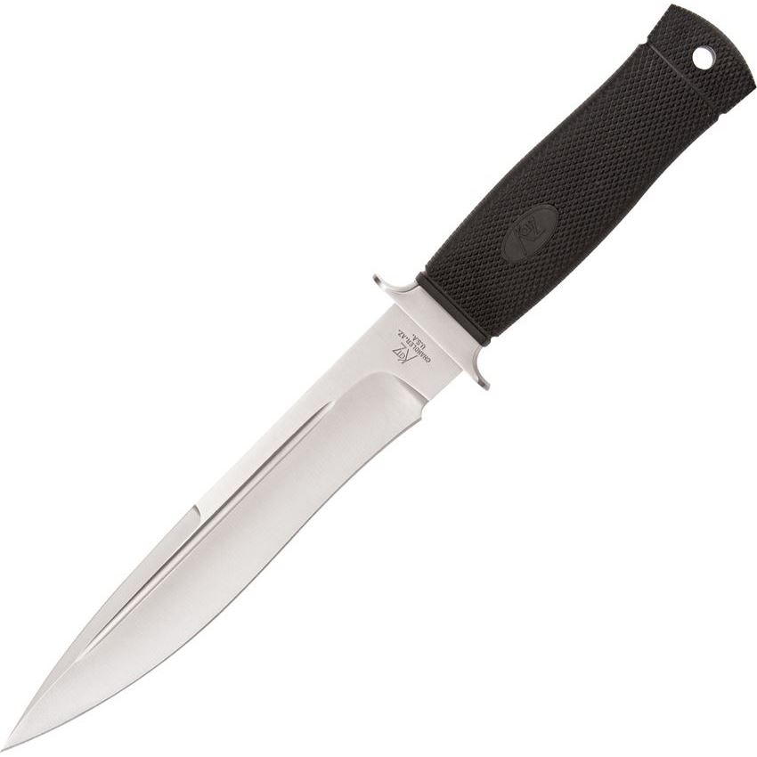 Katz AK6006 Alley Kat Series Fixed Stainless Blade Knife with Black Kraton Diamond Checkered Handle