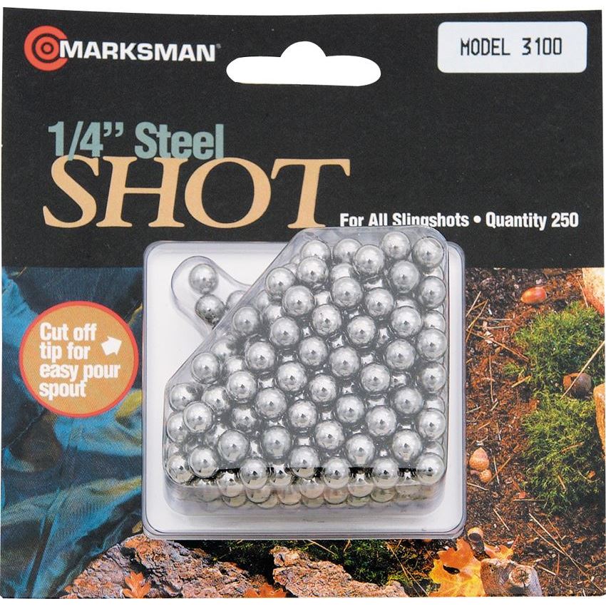 Marksman Steel Hunting Shot for all Slingshot 0.25 Inch Pack of 250 3100 