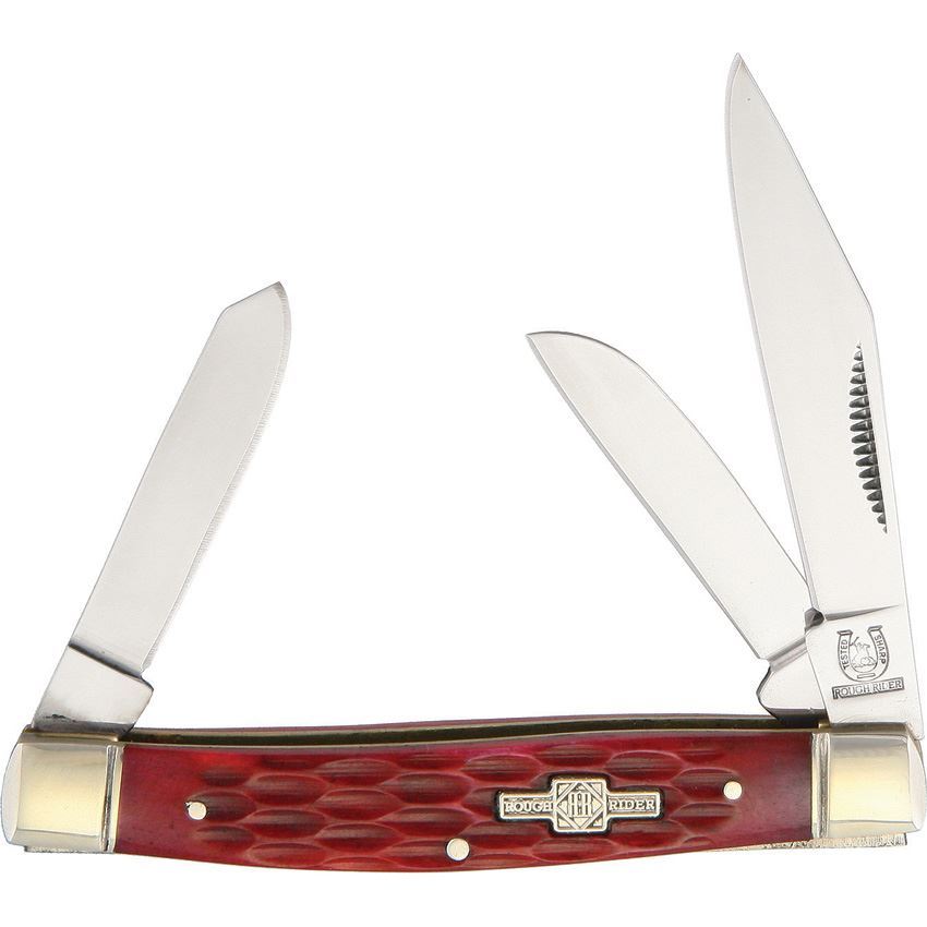 knife rider rough stockman pocket folding bone handle red country usa friend mail