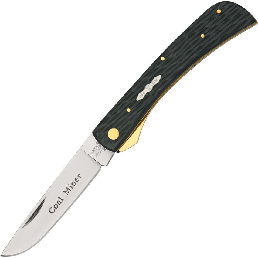 knife jigged rider miner coal linerlock rough handles folding bone pocket drop point country usa work friend mail