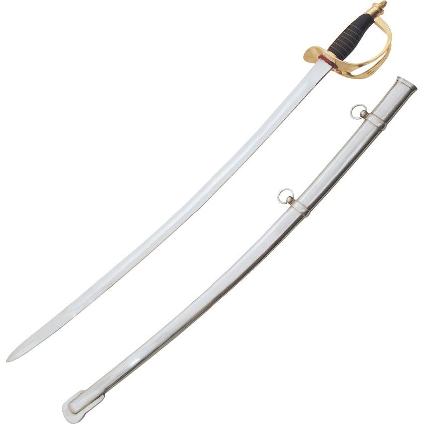 Pakistan 2913B Cavalry Sword with Black Leather Handle with Brass Wire Wrap
