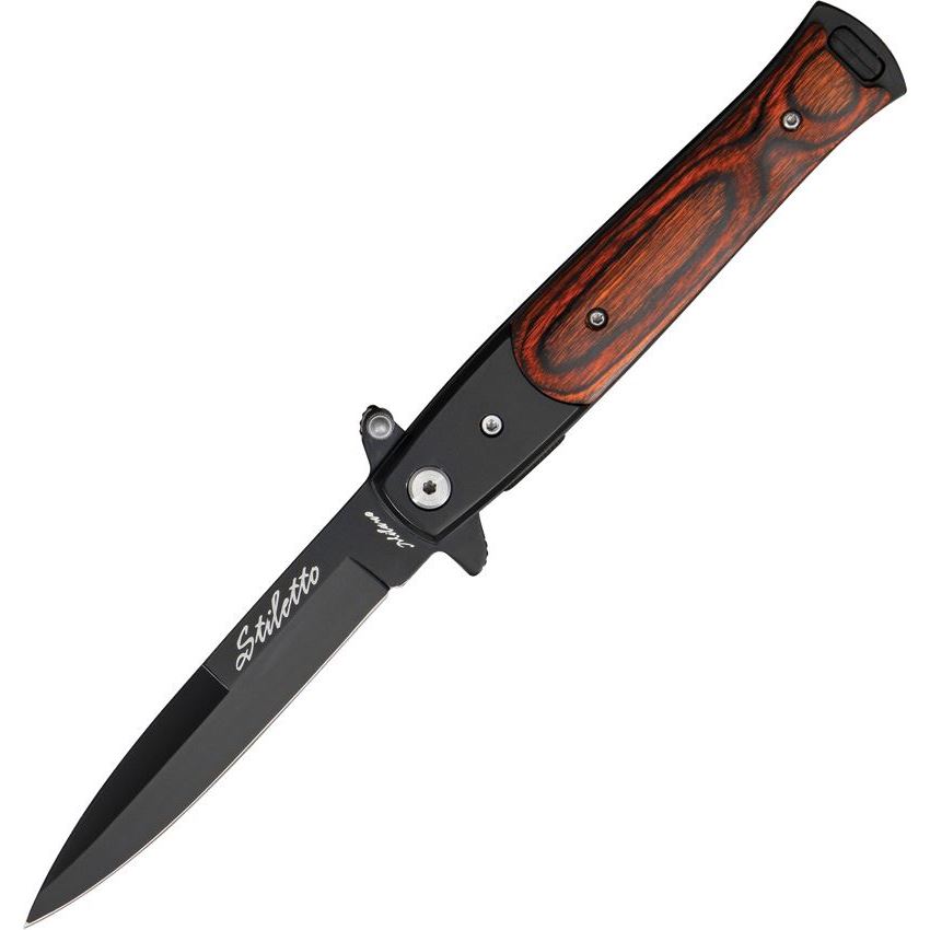 Tac Force 428WB 5 Inch Black Blade Folding Pocket Knife with Wood Handle