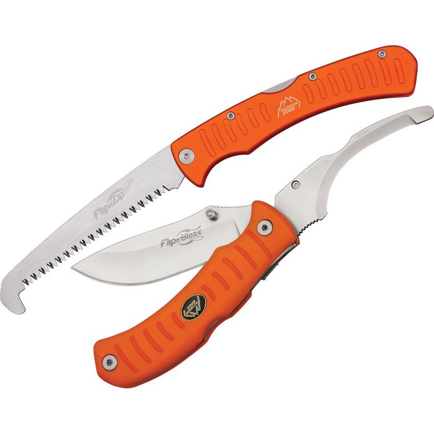Outdoor Edge Mini Grip Blaze Orange Pocket Knife w/Lanyard Hunting Fishing