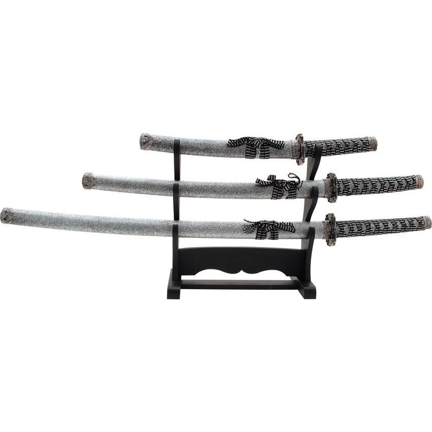 China Made M2049 Japanese Sword Set with Black and White Cord Wrapped Handle