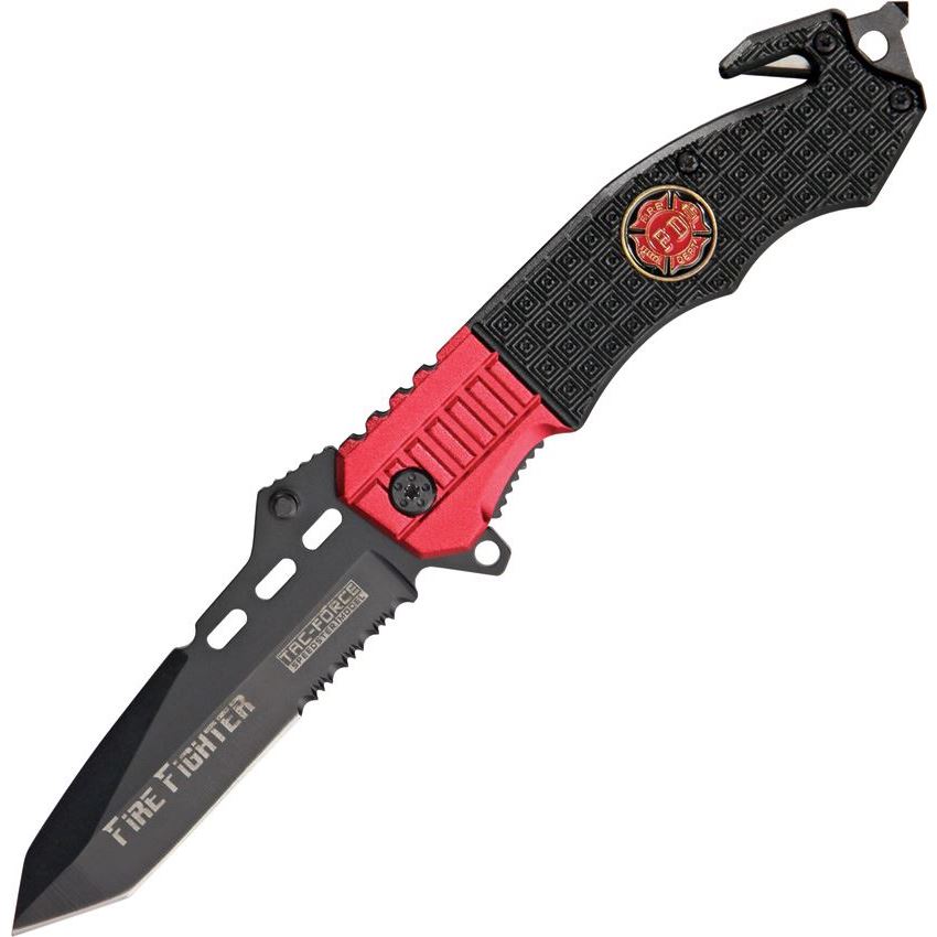 Tac Force 740FD Fire Fighter Assisted Opening Part Serrated Linerlock Folding Pocket Knife