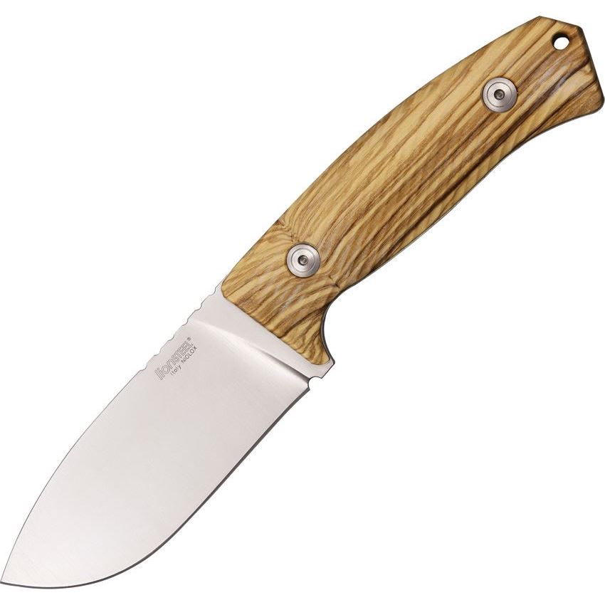 Lion Steel 3UL Hunter Fixed Niolox Steel Wide Design Blade Knife with Grooved Olive Wood Handles