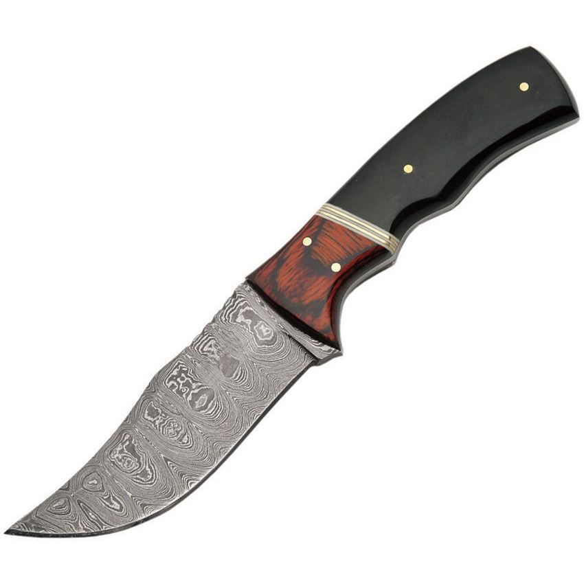 Damascus 1054 Skinner Fixed Damascus Steel Blade Knife with Black Horn ...