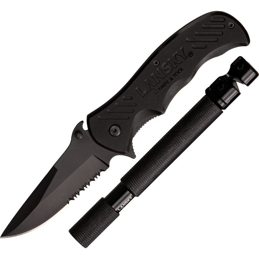 Lansky 9782 Tactical Pack Part Serrated Linerlock Folding Pocket Knife