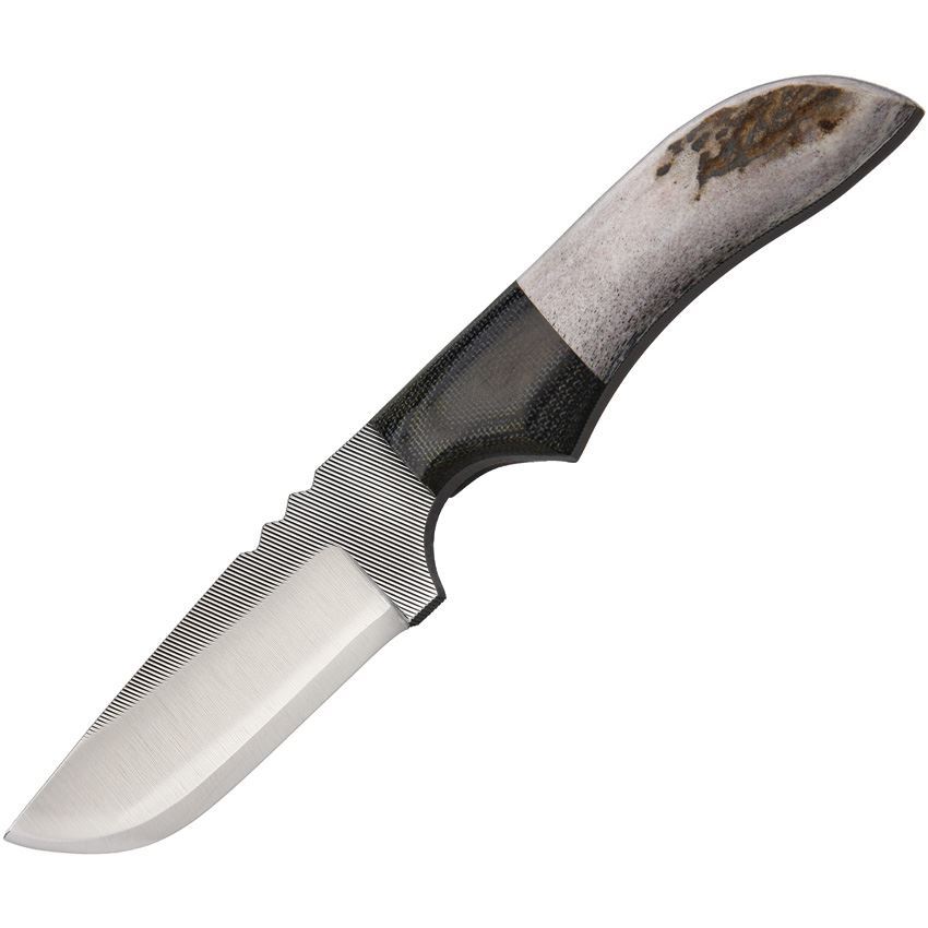 Anza JWK3E Fixed Skinner Blade Knife with Black Micarta Bolster Elk Handle