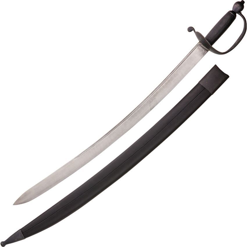 CAS Iberia Swords 2375 Revolutionary War Hanger with Black Leather Covered Wooden Scabbard