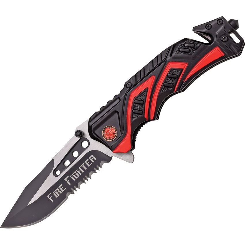 MTech A865FD Rescue Linerlock Fire Dept Assisted Opening Knife with Aluminum Handle