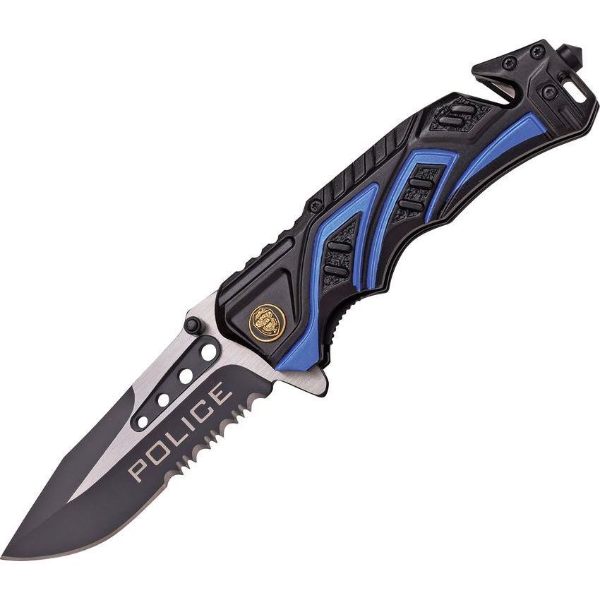 MTech A865PD Rescue Police Assisted Opening Part Serrated Linerlock Folding Pocket Knife