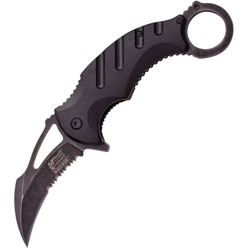 MTech XA833BK Karambit Black Assisted Opening Part Serrated Karambit Linerlock Folding Pocket Knife