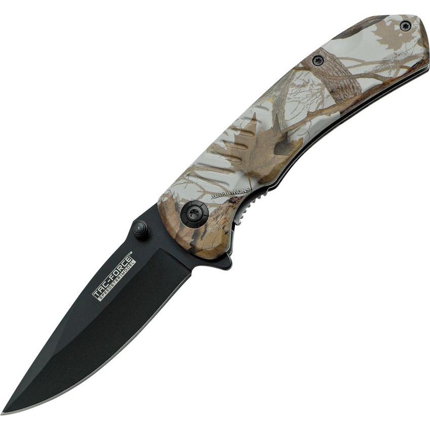 Tac Force 764BC Assisted Opening Drop Point Linerlock Folding Pocket Knife with Brown Camo Handles
