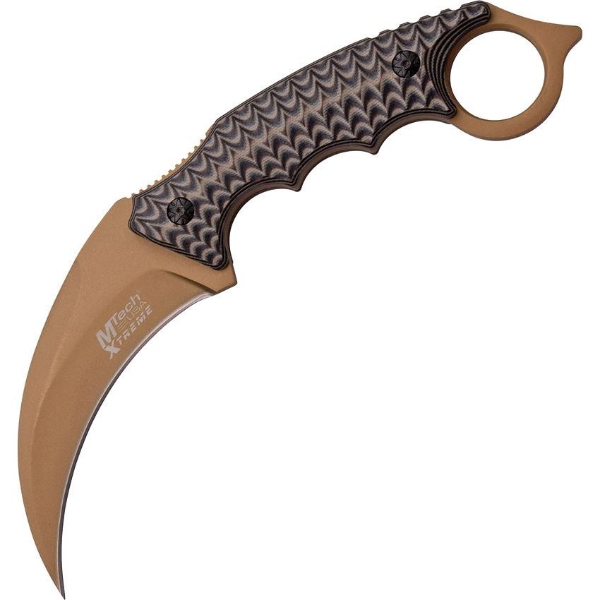 Mtech 8140bn Karambit Knife with Black and Brown G-10 Handle