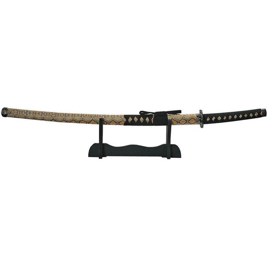 China Made 92667201 Katana Sword with Cobra Snake Skin Handle with Black Cord Wrap