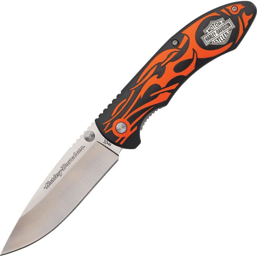 Case 52119 Harley Tex X Orange Linerlock Folding Pocket Knife