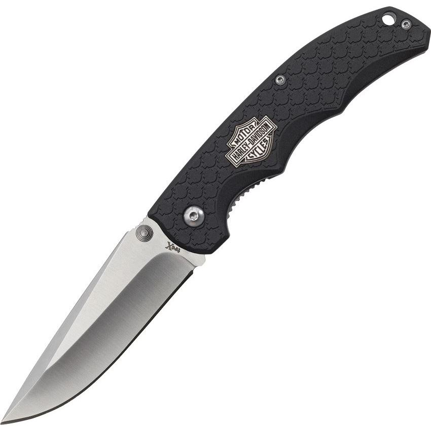 Case 52129 Harley Tex X Linerlock Folding Pocket Knife with ABS Black Handle