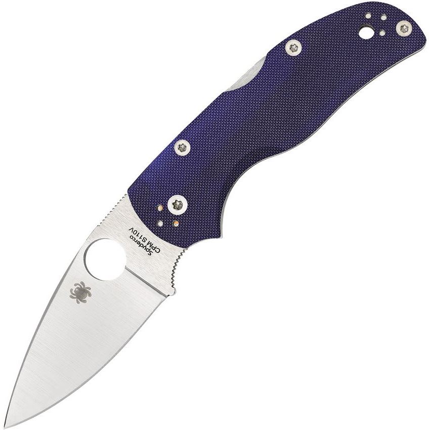 Spyderco 41GPDBL5 Native 5 Lockback Folding Pocket Standard Edge Blade Knife with Blue G-10 Handle