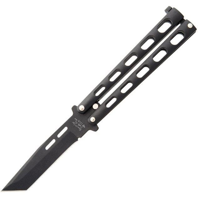 Bear & Son 115TANB Butterfly Knife with Black Powder Coated Zinc Handle