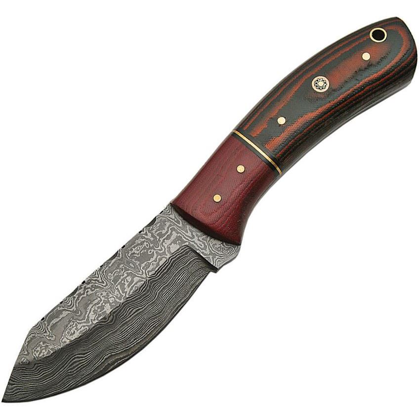Damascus 1139 Skinner Burgundy Fixed Blade Knife - Knife Country, USA