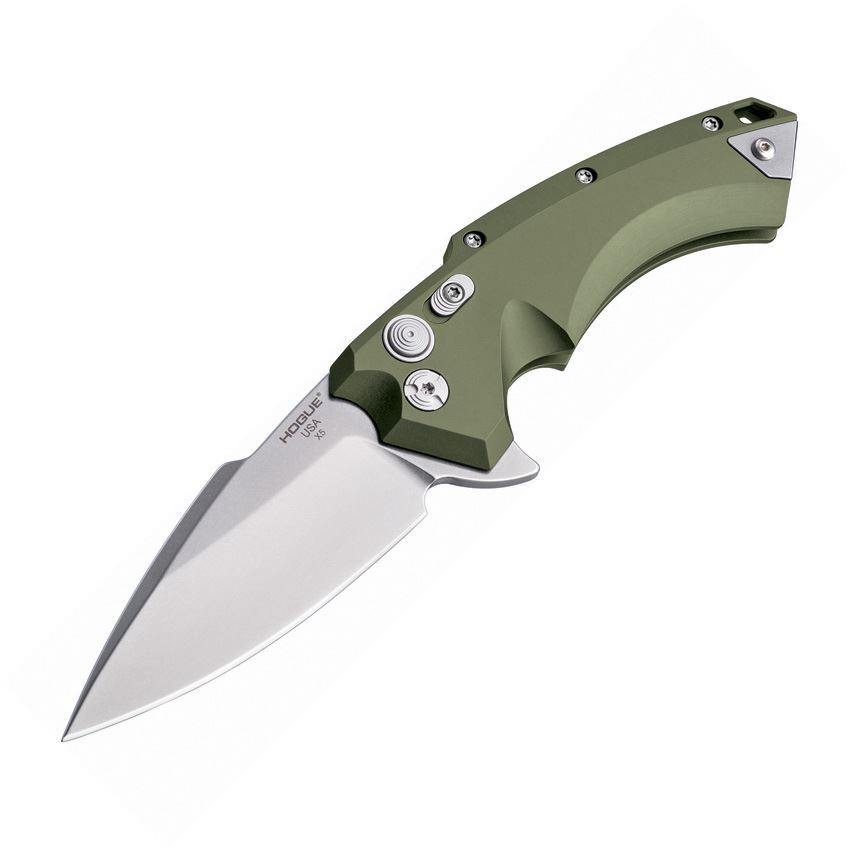 Hogue 34571 X5 Button Lock OD Spear Knife with OD Green Aluminum Handle ...