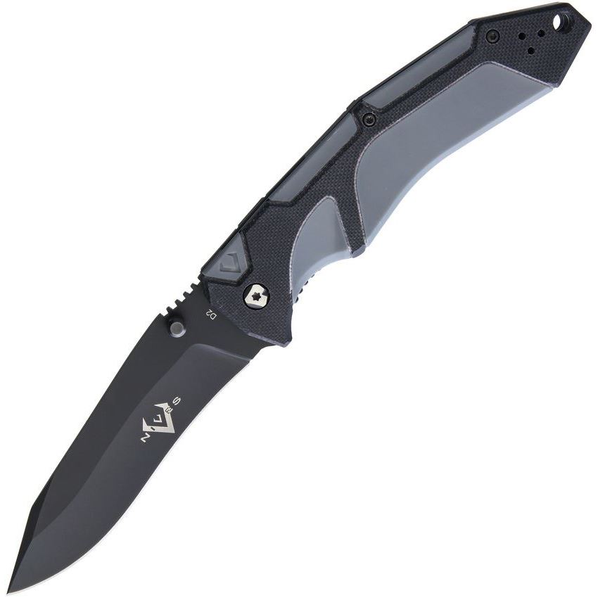 V NIVES 30169 Fractal Linerlock Assisted Opening Black Finish D2 Tool ...