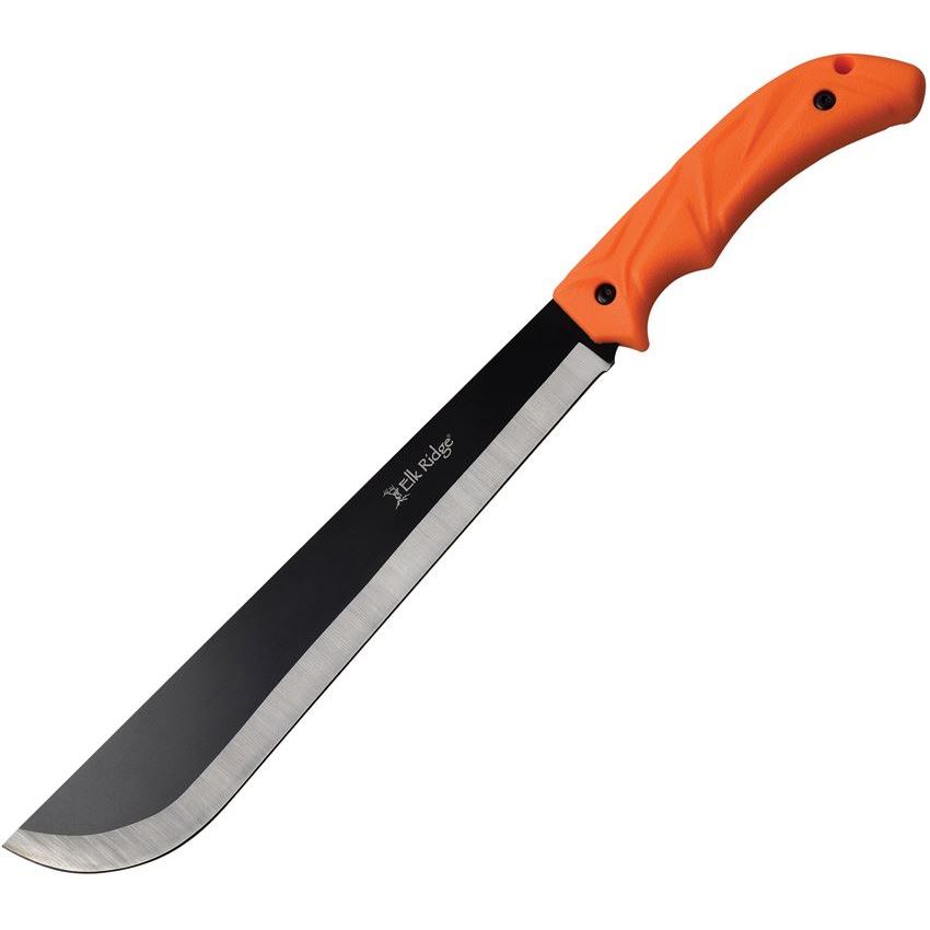 Elk Ridge MHT001OR Small Machete Stainless Blade Knife with Orange Rubber Handle
