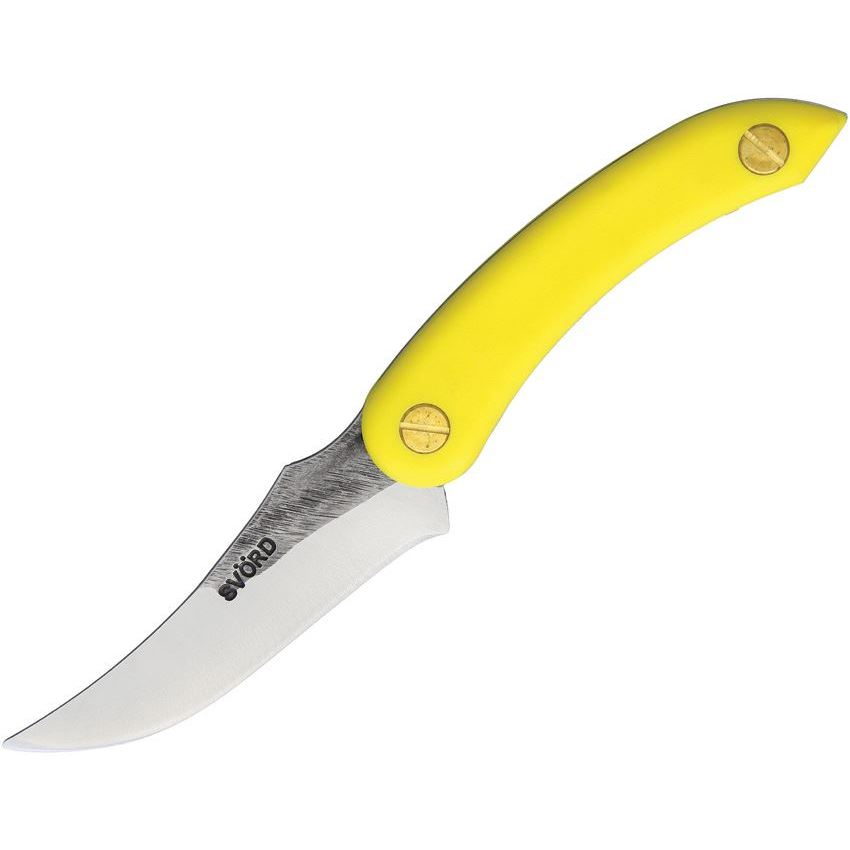 Svord Peasant AMKIY AM Kiwi Fixed Upswept Skinner Blade Knife with Yellow Polypropylene Handle