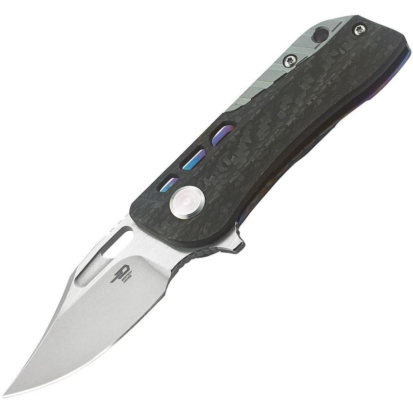 Bestech T1806D Engine Bowie Blade Knife with Titanium and Carbon Fiber Handle - Colorful