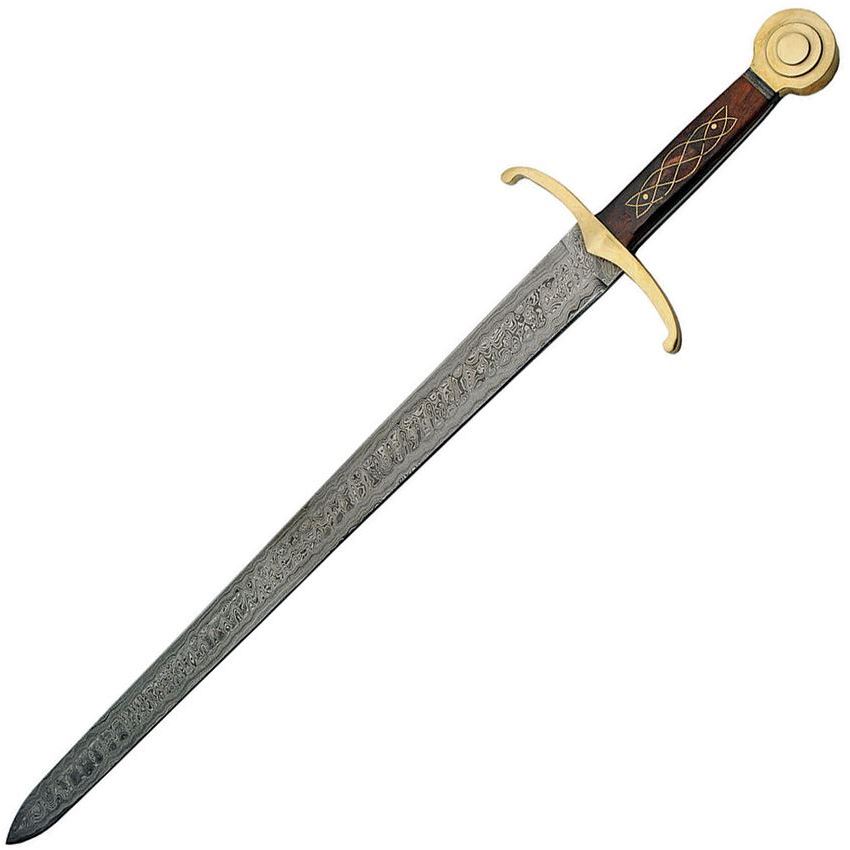 Damascus 5018 Double Edge Damascus Steel Blade Sword with Wood Handle