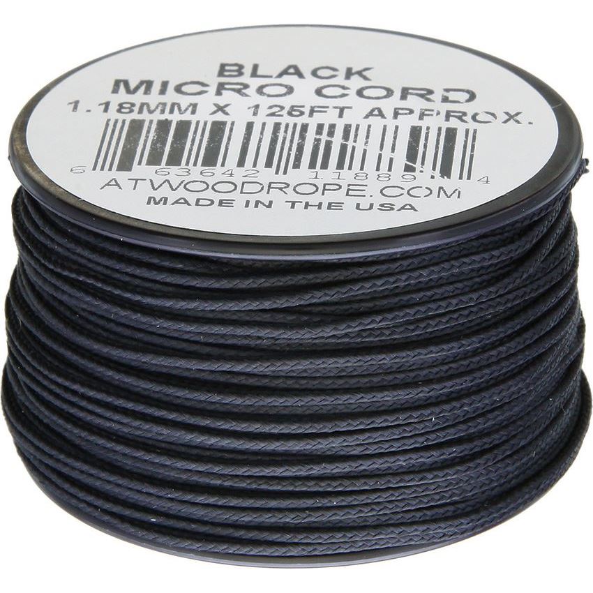 Atwood 1267 Black Micro Cord with Nylon Construction - 125Ft - Knife  Country, USA