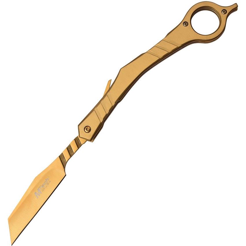 MTech 1049GD Folding Razor Knife with Gold Handle