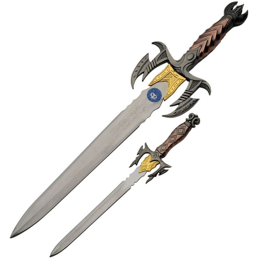 Pakistan 926931 Samurai Sword Set 2Pc with Brass and Pewter Handle