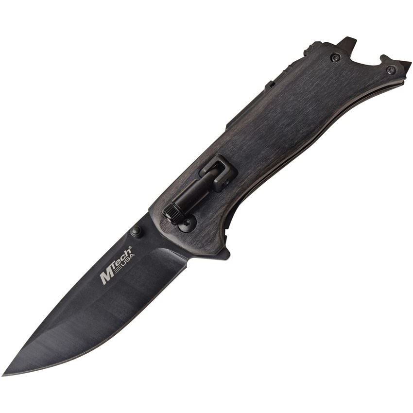 MTech 1082BK Linerlock Black Knife with Black Pakkawood Handle