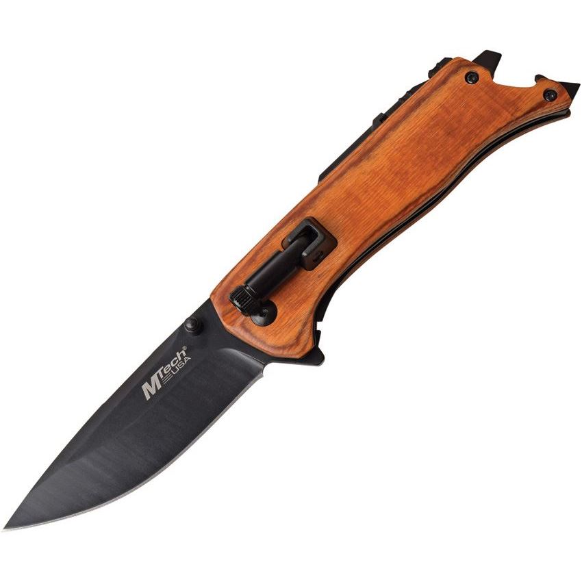 MTech 1082BR Linerlock Knife with Brown Pakkawood Handle