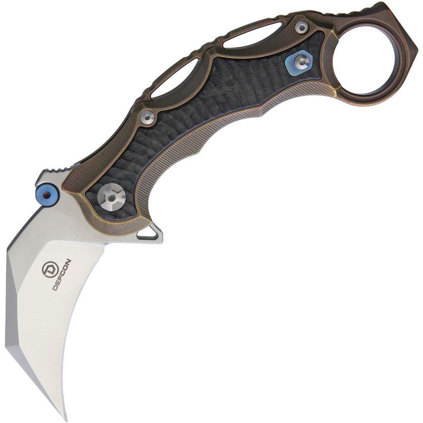 Defcon 52212 Karambit Framelock Knife Bronze Handles